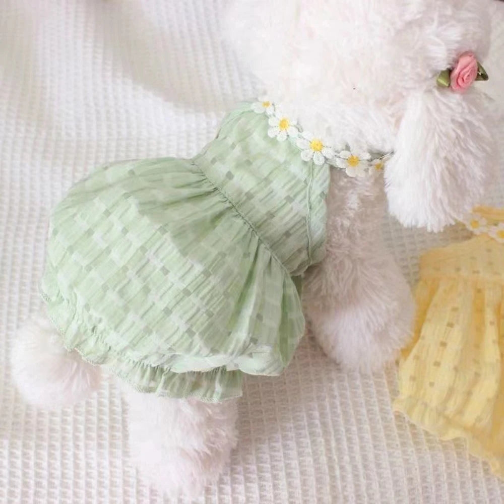 Cute Cat Dress For Pets Princess Style Floral Skirt