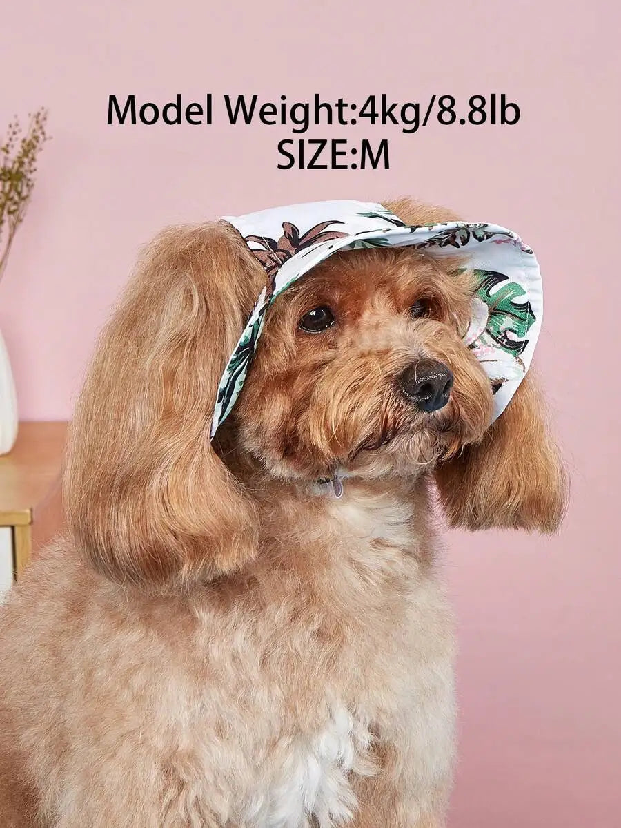 Polyester Sunflower Windproof Dog Hat With Ear Exposed Design