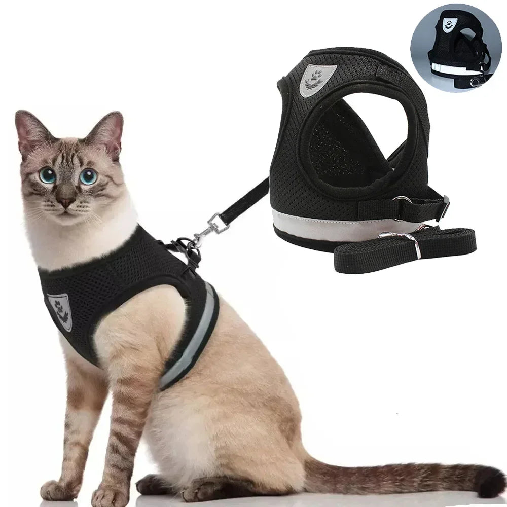CAIBAN Cat Harness Leash Set Reflective Mesh Vest Adjustable