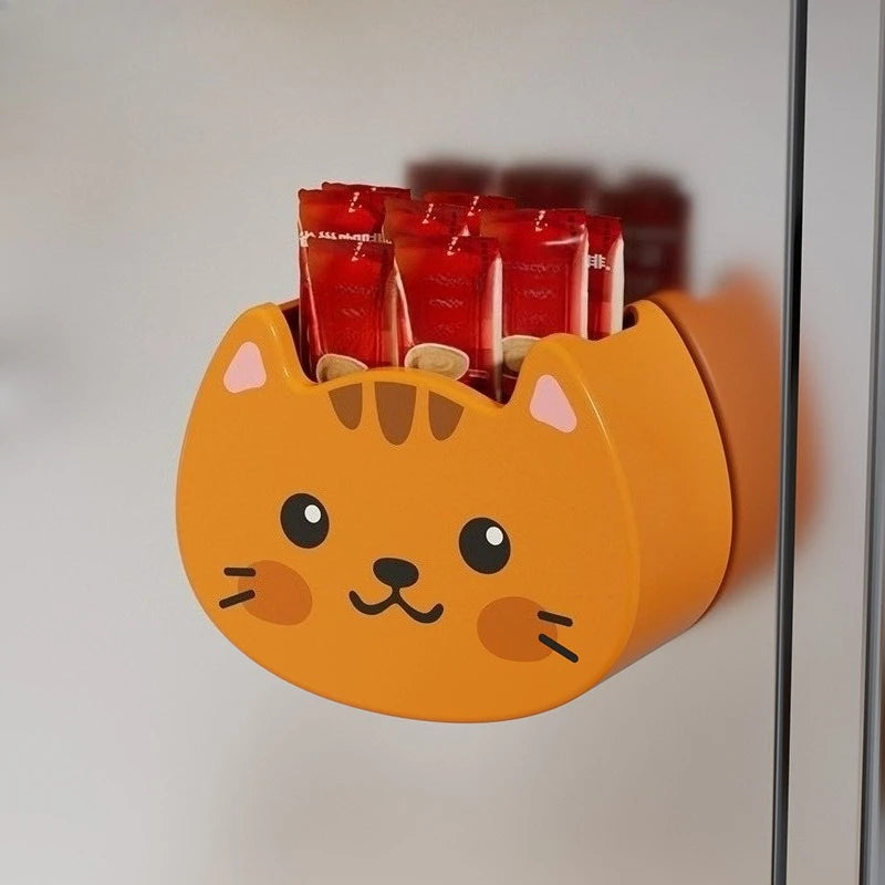 Cute Cartoon Cat Magnet Storage Box For Desk Organization