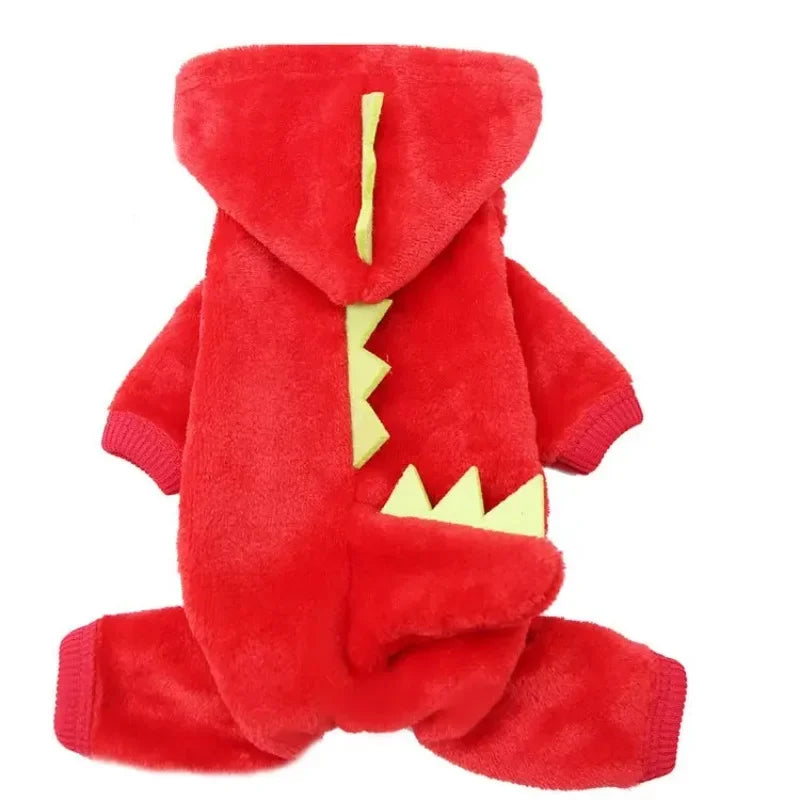 Wangmeow Dinosaur Fleece Dog Jumpsuit Warm Winter Pet Coat Jacket