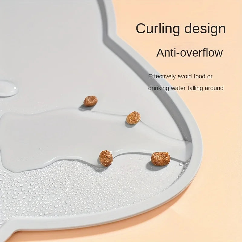 Thin Silicone Waterproof Pet Feeding Mat With Raised Edge