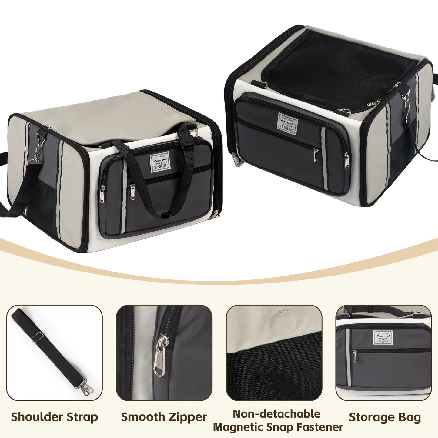 Collapsible Car Pet Carrier All Season Breathable Crossbody Travel Bag