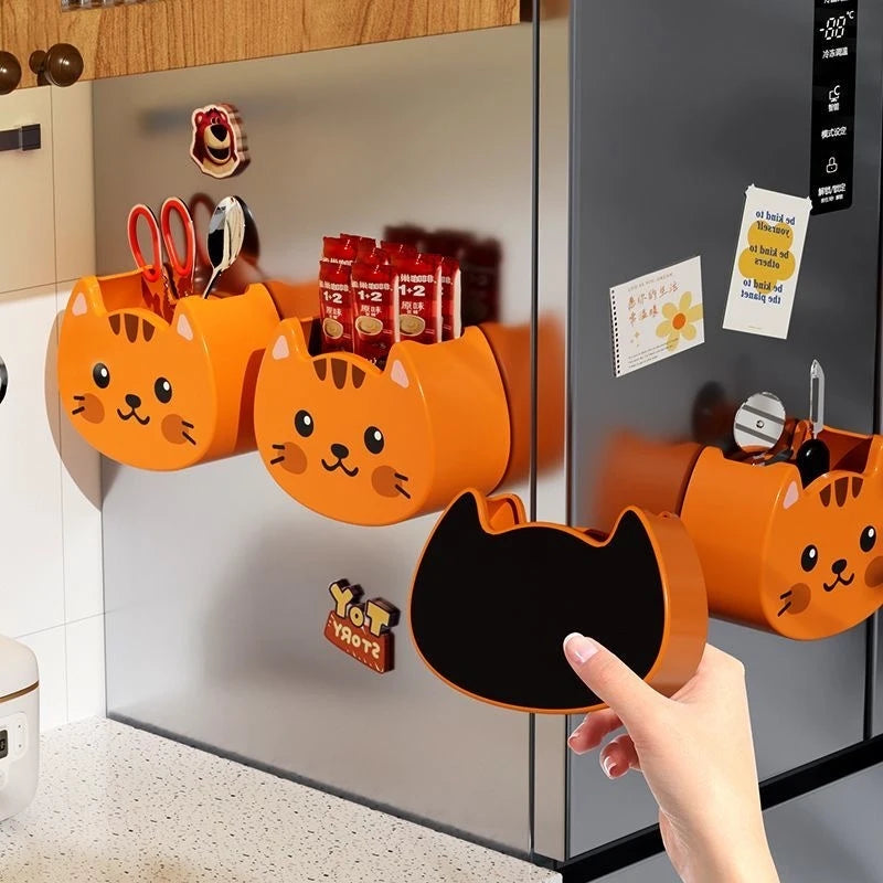 Cute Cartoon Cat Magnet Storage Box For Desk Organization