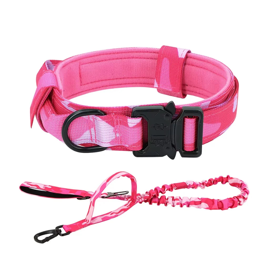 Adjustable Tactical Dog Collar And Leash Set With Control Handle