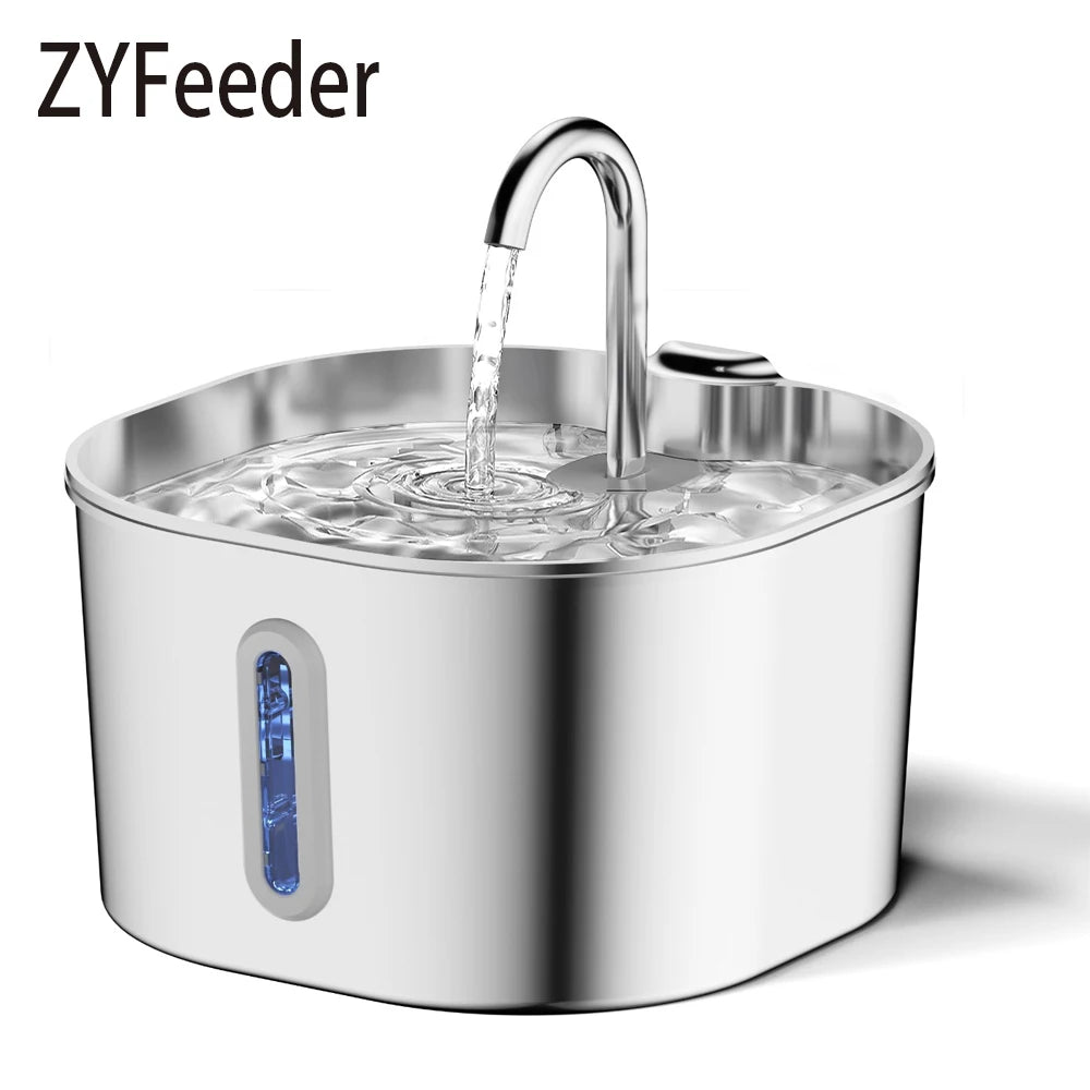 Stainless Steel Automatic Cat Water Fountain With Window