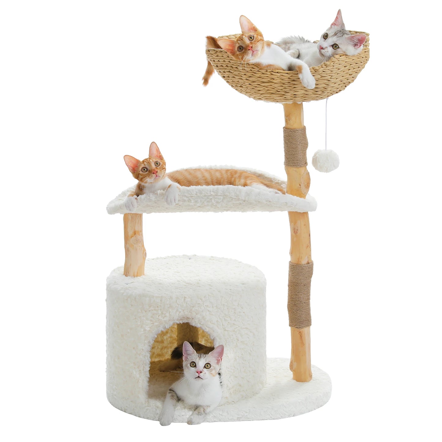 PAWZ Road Modern Cat Tree With Solid Wood Scratching Posts