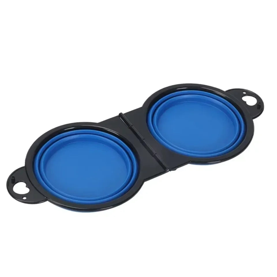 Zhuoji 2-in-1 Foldable Dual Pet Bowl For Dogs And Cats