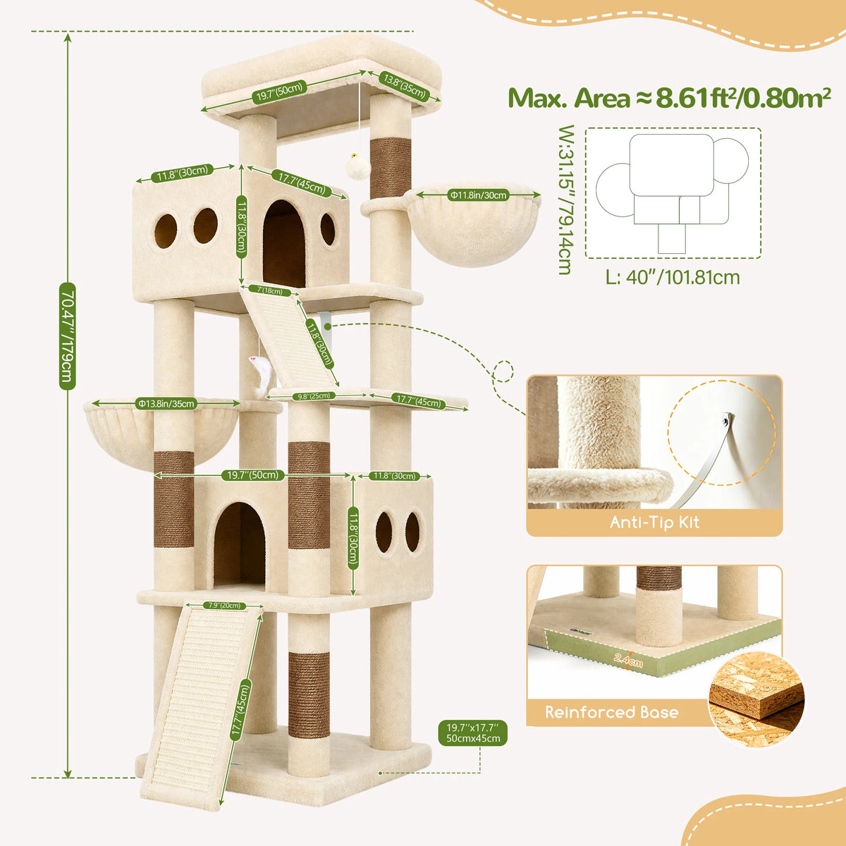 Globlazer Multi-Level Cat Tree Tower With Condos And Hammocks