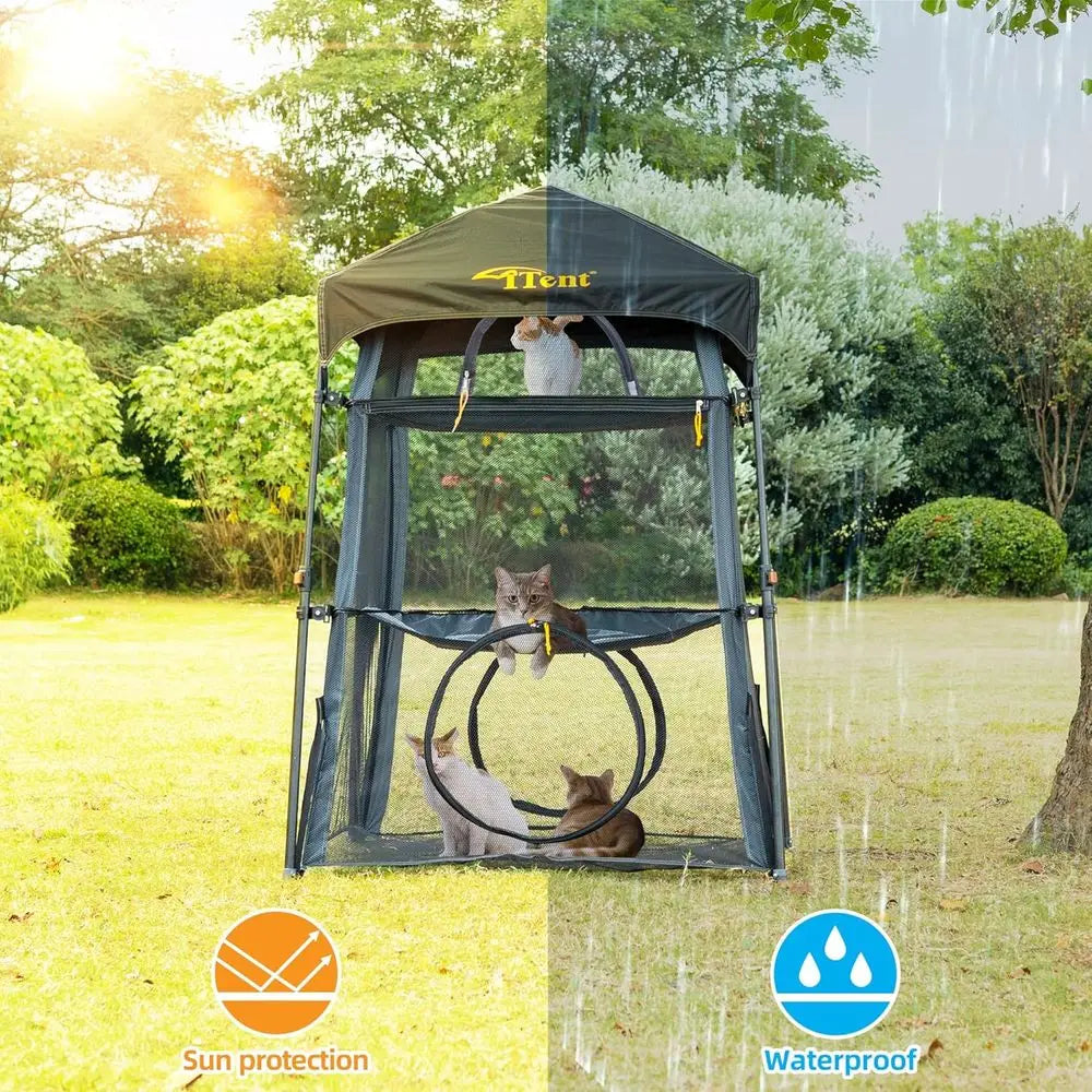 Foldable Cat Enclosure Catio With Indoor Outdoor Use And Dual Doors