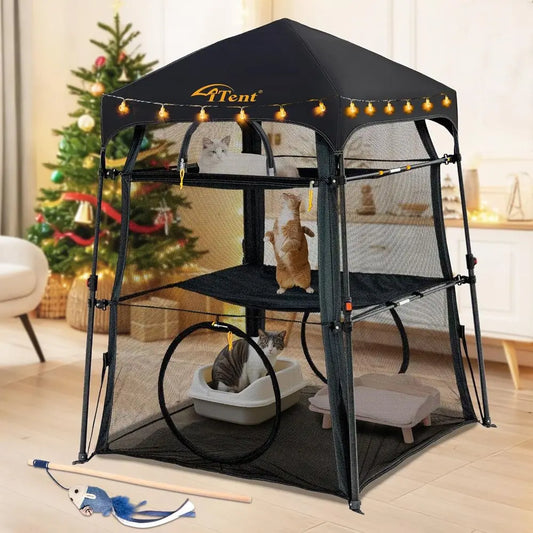 Foldable Cat Enclosure Catio With Indoor Outdoor Use And Dual Doors