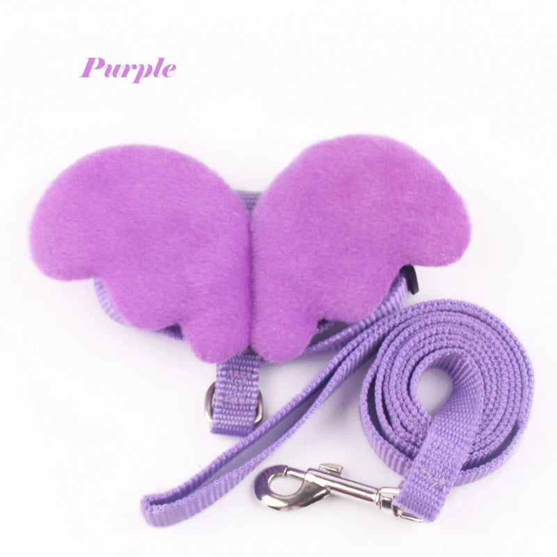 Cute Angel Wing Rabbit Harness And Leash For Pets Adjustable