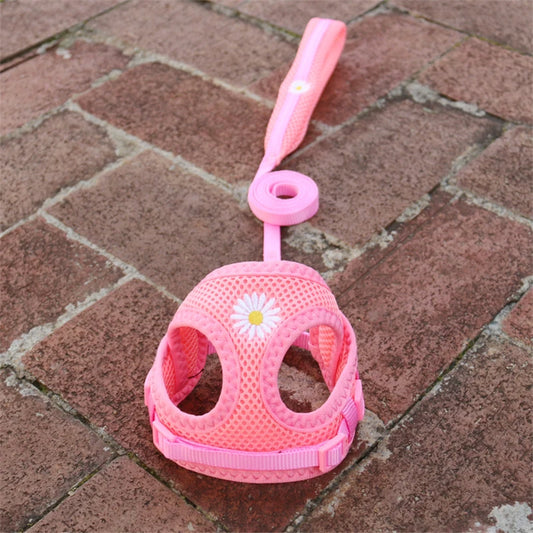 Mesh Small Dog Harness And Leash Set Floral For Puppies