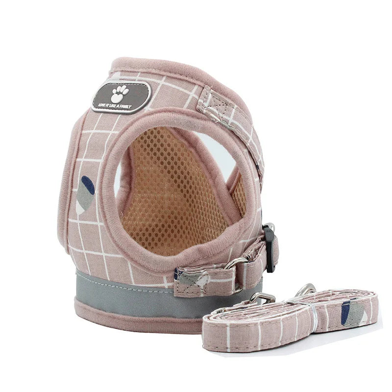 Nylon Puppy Harness Vest With Leash Reflective Breathable For Dogs