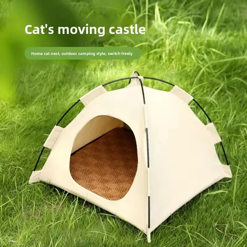 Portable Cat Tent Bed With Breathable Oxford Fabric And Mat