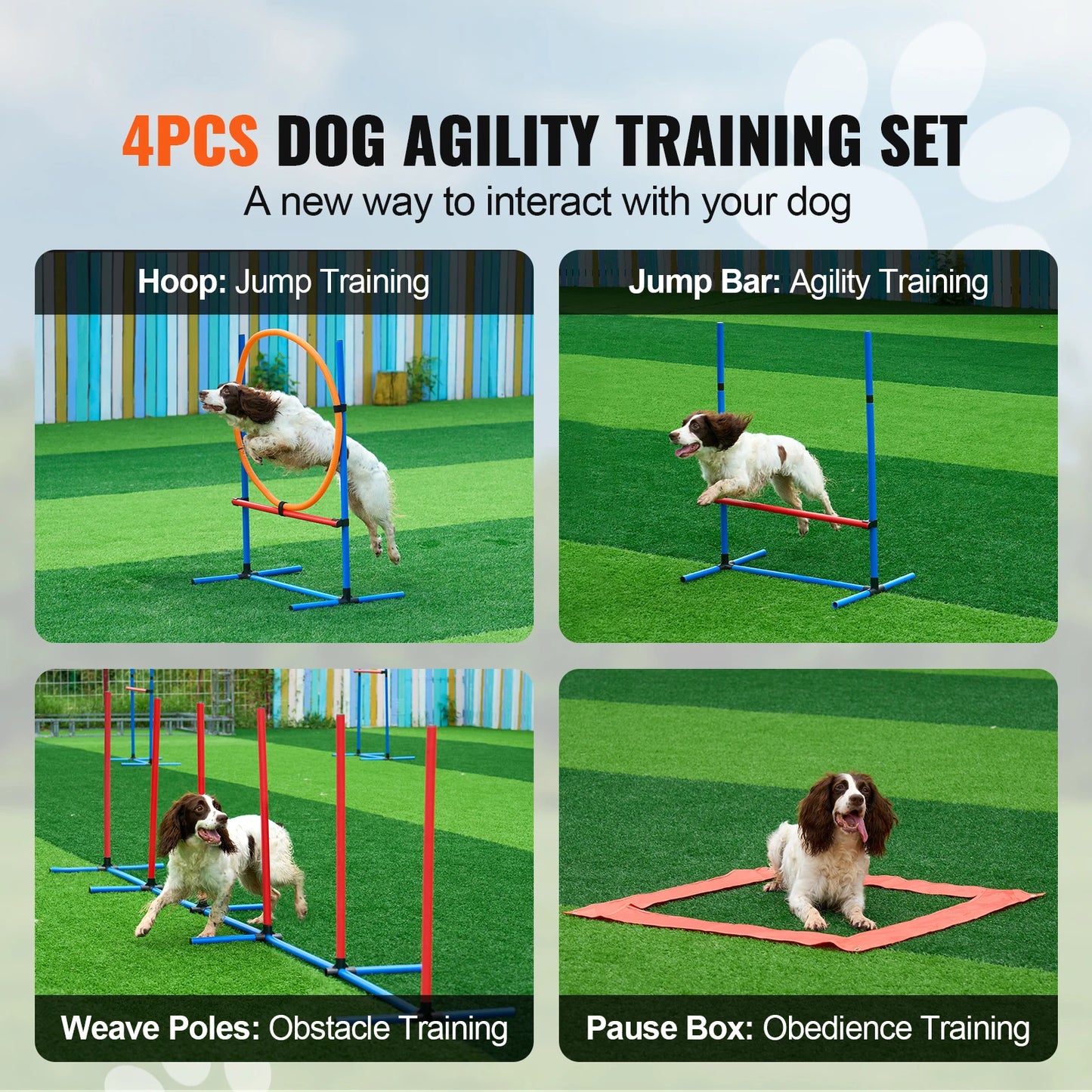 SucceBuy Dog Agility Training Set With Adjustable Hurdles Poles