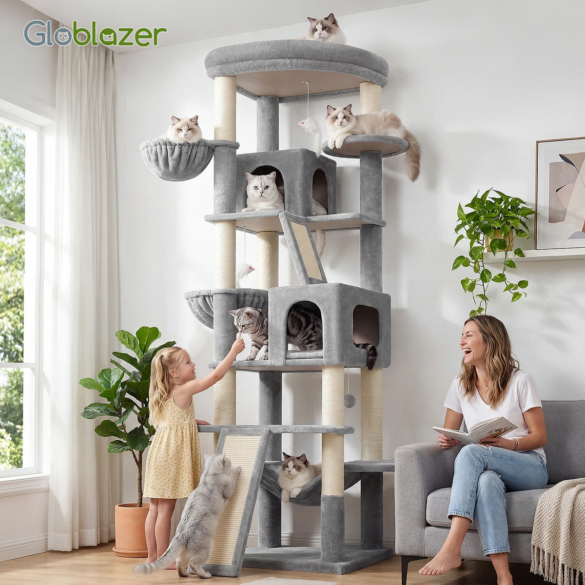 GLOBLAZER Multilevel Cat Tree With Condos And Hammocks