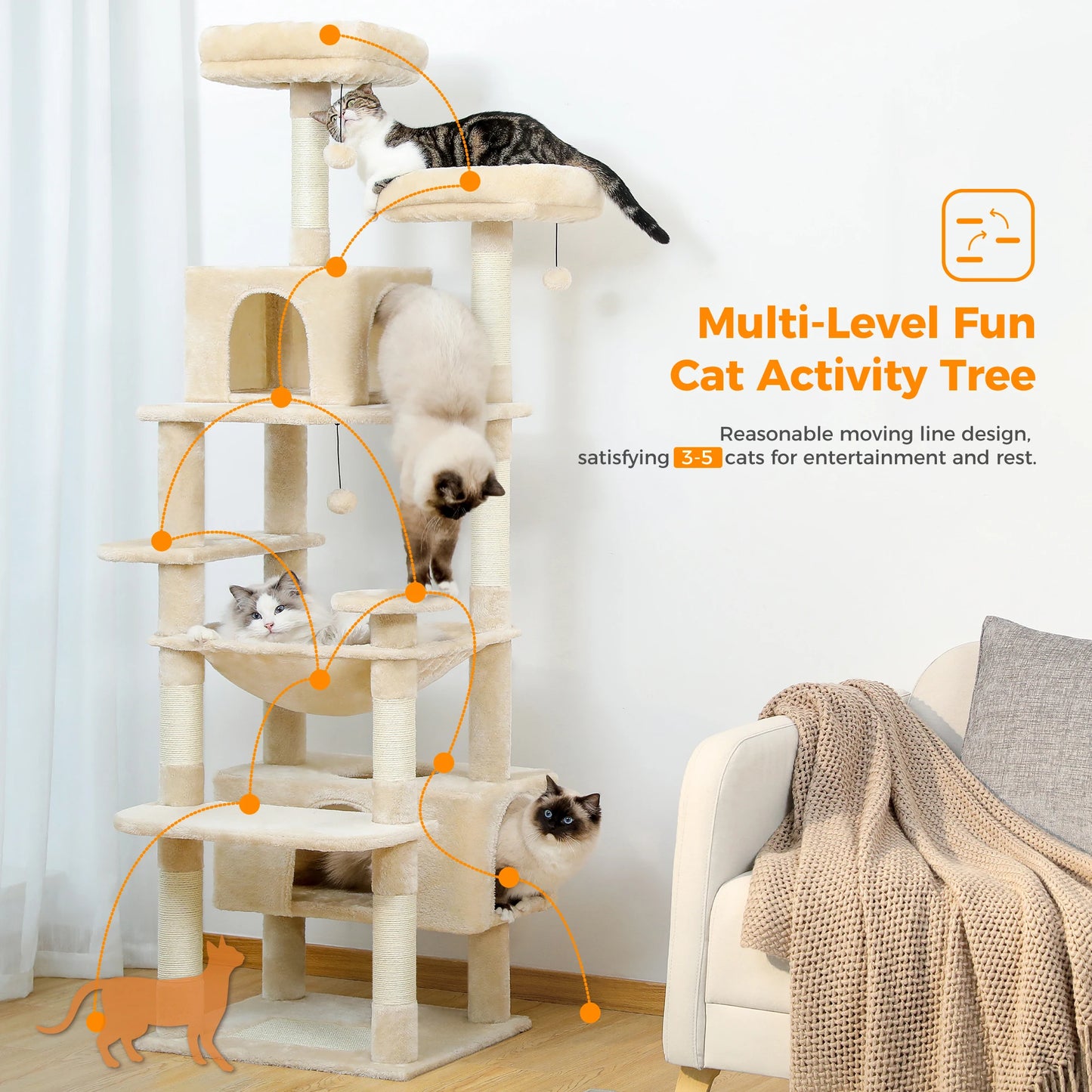 PAWZ Road Indoor Cat Tree With Sisal Scratching Posts