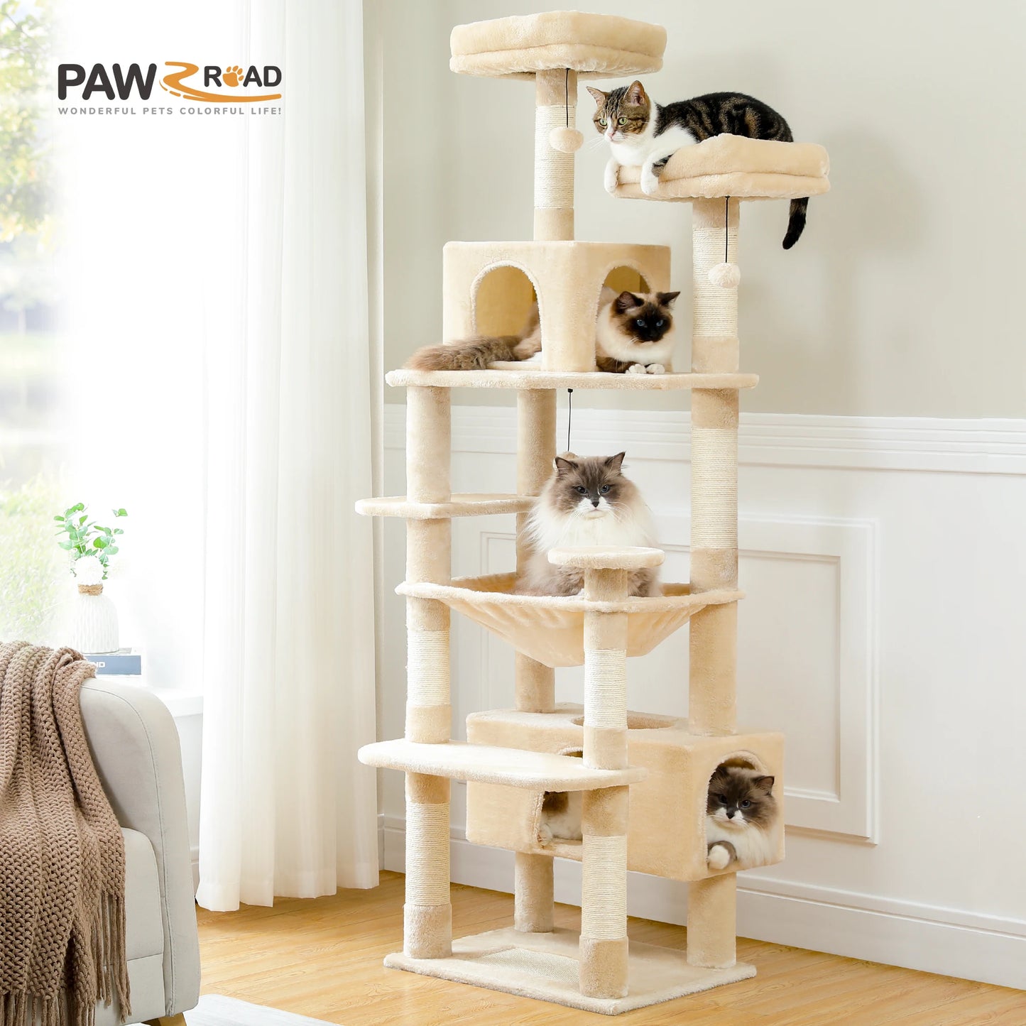 PEQULTI Multi Level Cat Tree Tower With Scratching Posts