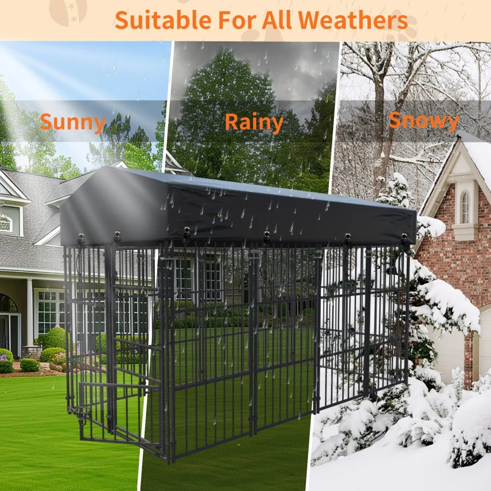 Borwart Heavy Duty Metal Dog Kennel With Roof Enclosure