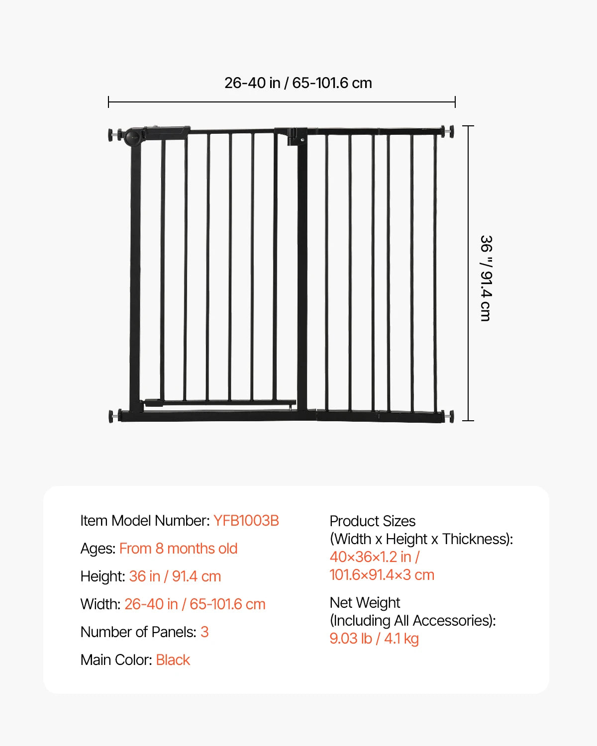 SucceBuy Pressure Mount Baby Gate With Easy Step Walk Thru