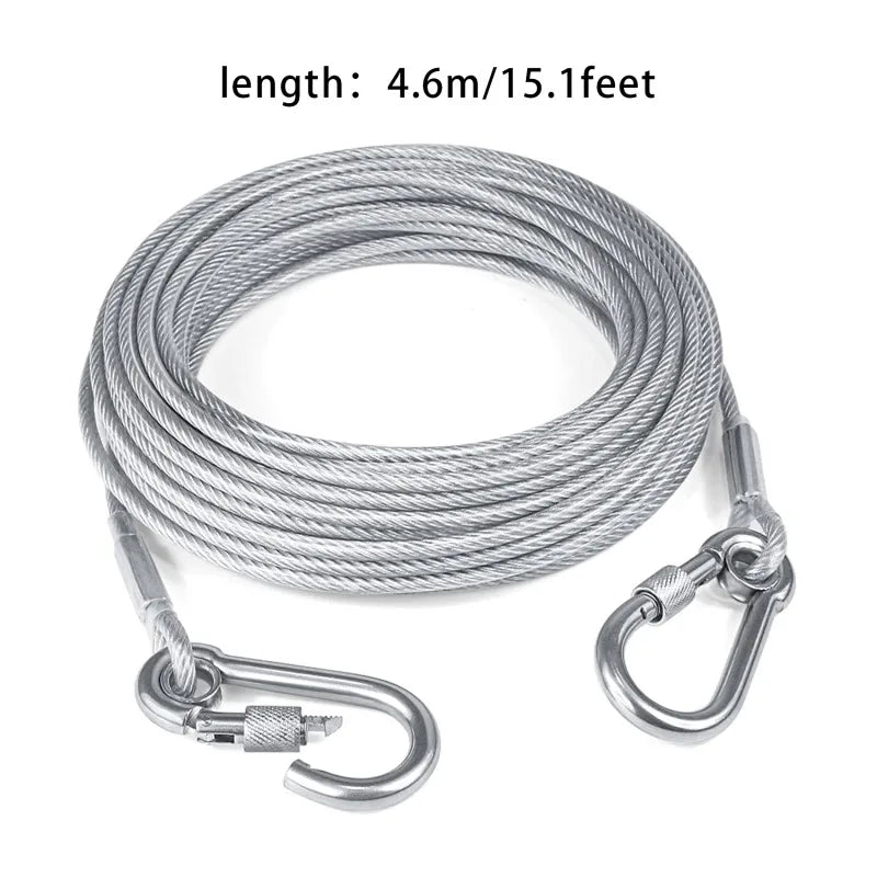 Double Headed Dog Tie Out Cable Leash With Stainless Buckle
