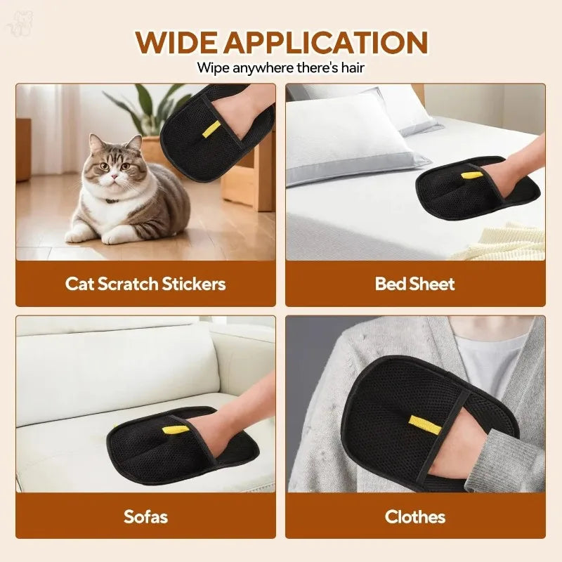 Pet Hair Removal Gloves Reusable Static Grooming Mitts