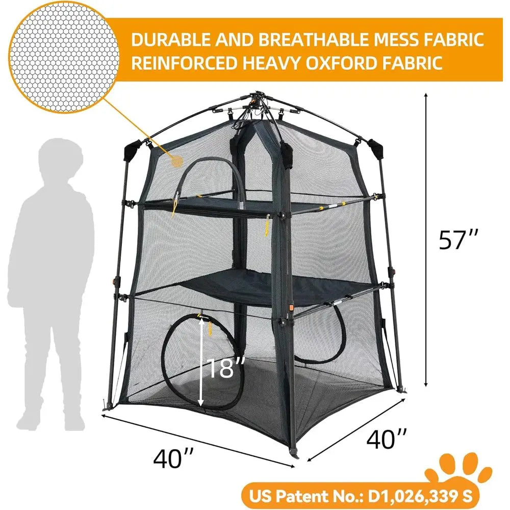 Foldable Cat Enclosure Catio With Indoor Outdoor Use And Dual Doors