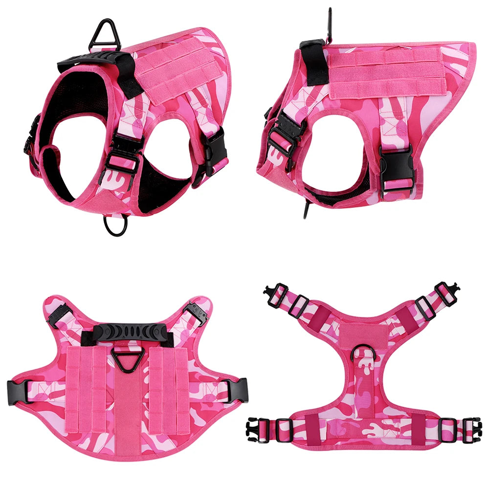 Military Camouflage Dog Harness Vest With Leash For Training