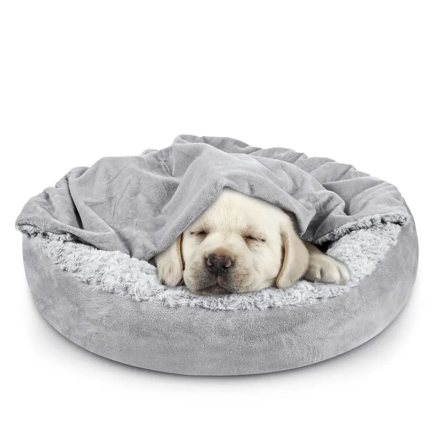 Donut Round Hooded Pet Bed For Small Dogs And Cats