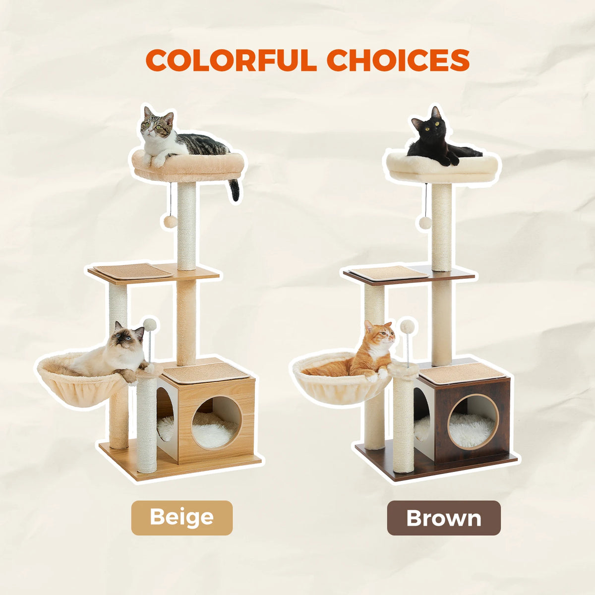 Pawz Road Multi Tier Wooden Cat Tree With Sisal Scratcher