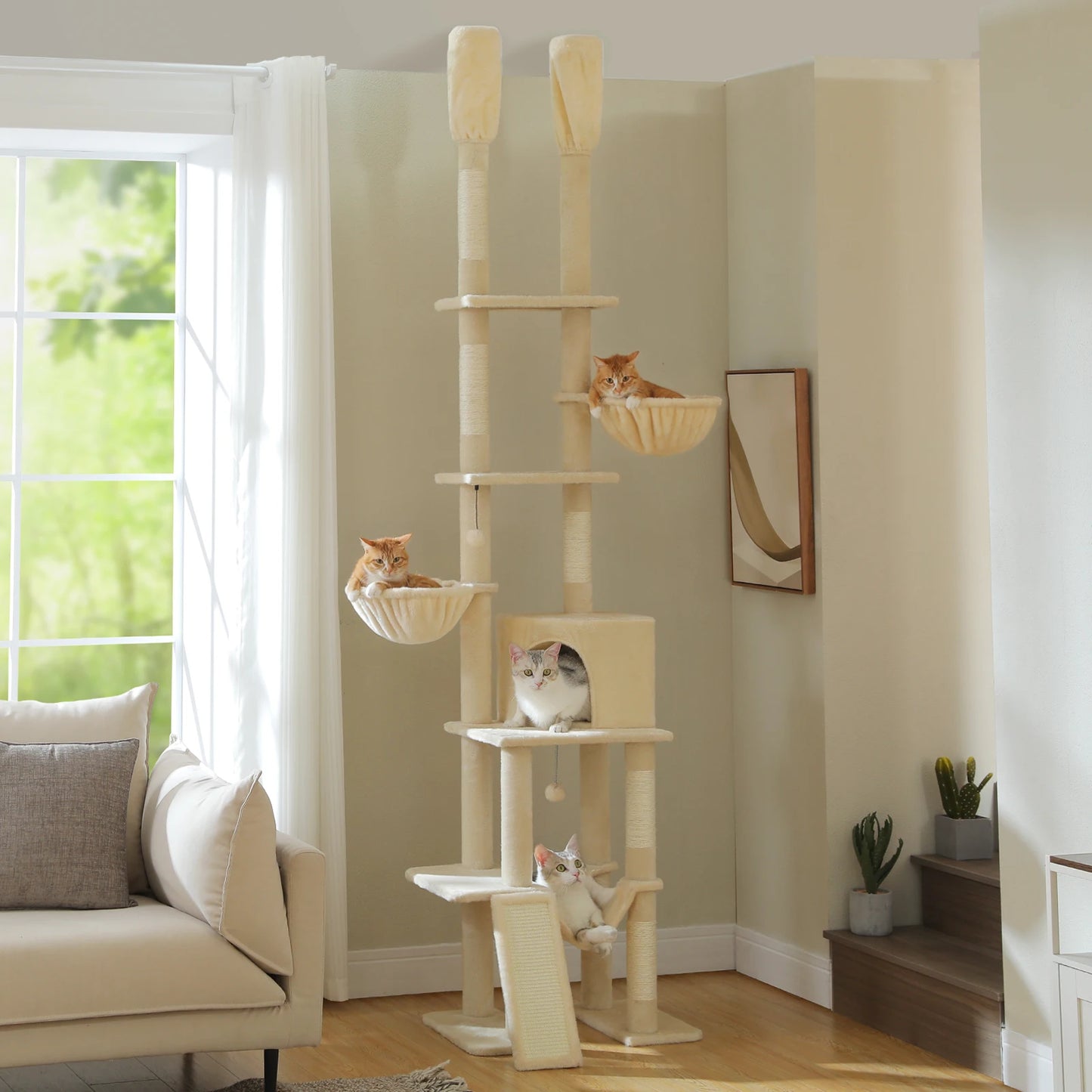 PAWZ Road Cactus Floor-To-Ceiling Cat Tree Five Levels