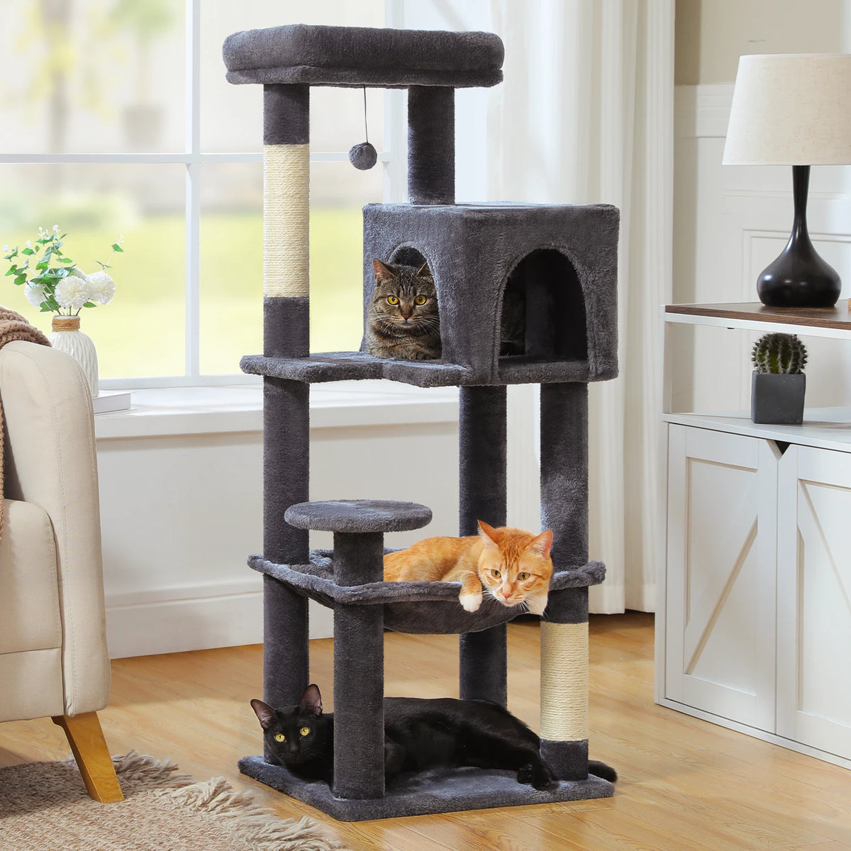 PEQULTI Multi-Level Cat Tree Tower With Condo And Scratching Posts
