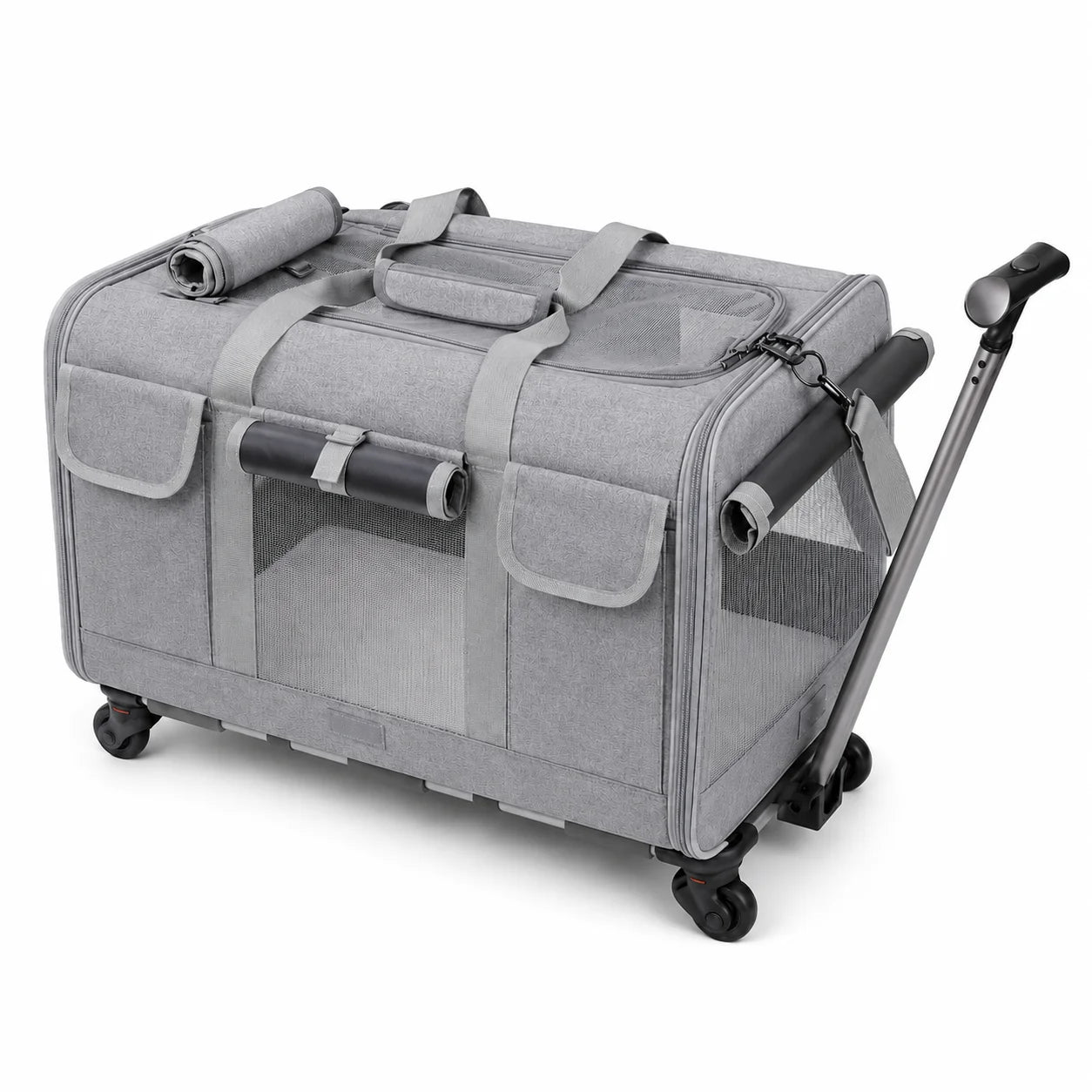 XMSJ Cat And Dog Carrier With Wheels For Travel Detachable Rolling Bag