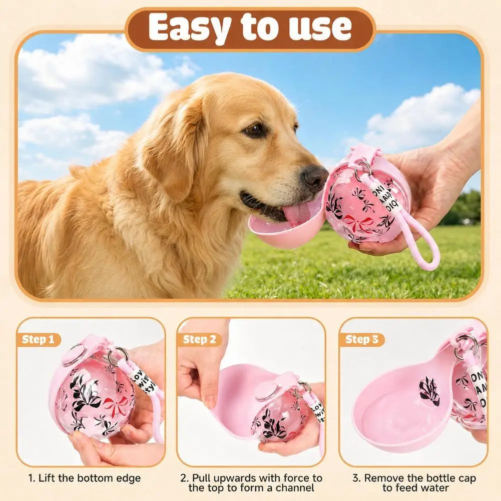 2-In-1 Portable Dog Water Bottle With Foldable Silicone Bowl Leakproof