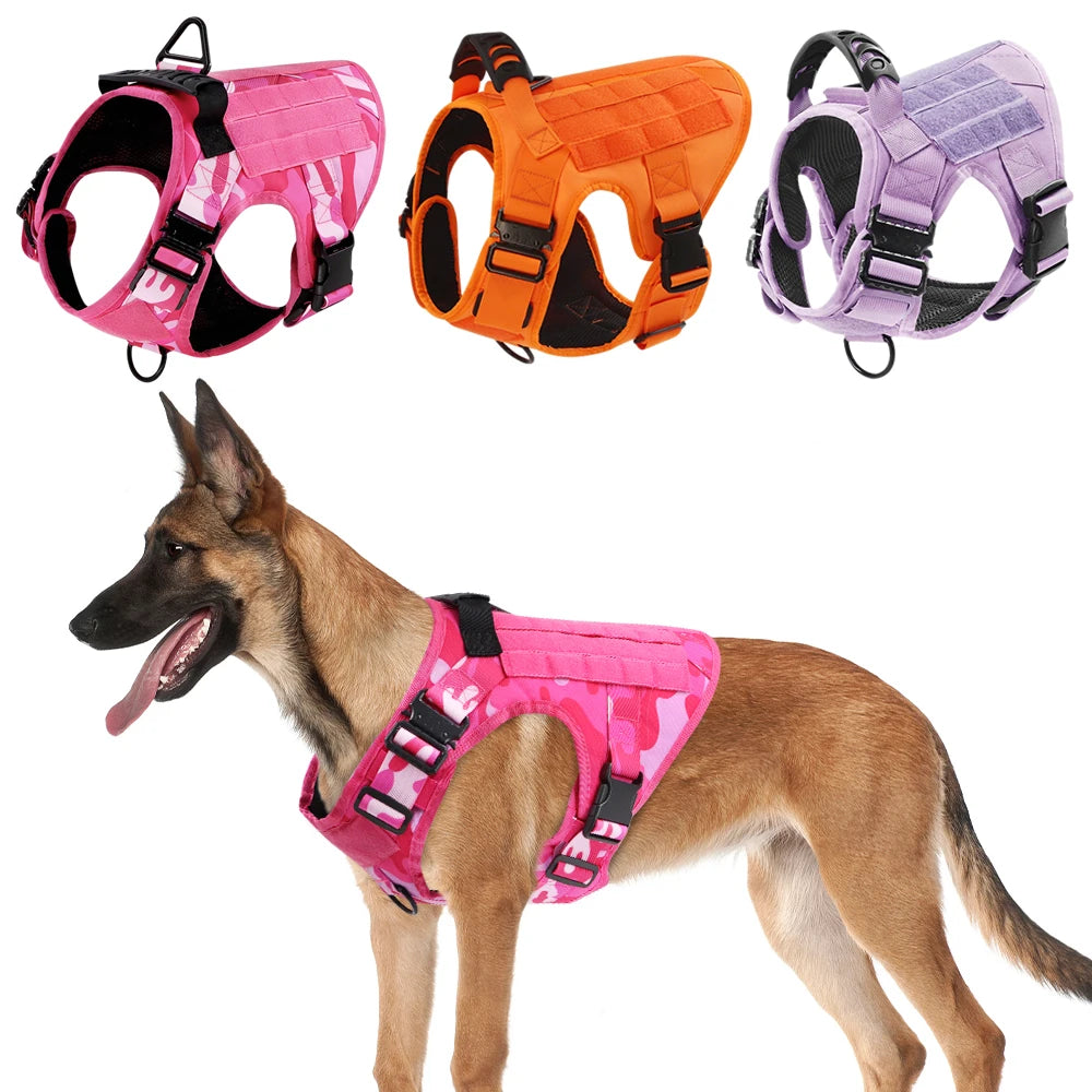 Military Camouflage Dog Harness Vest With Leash For Training