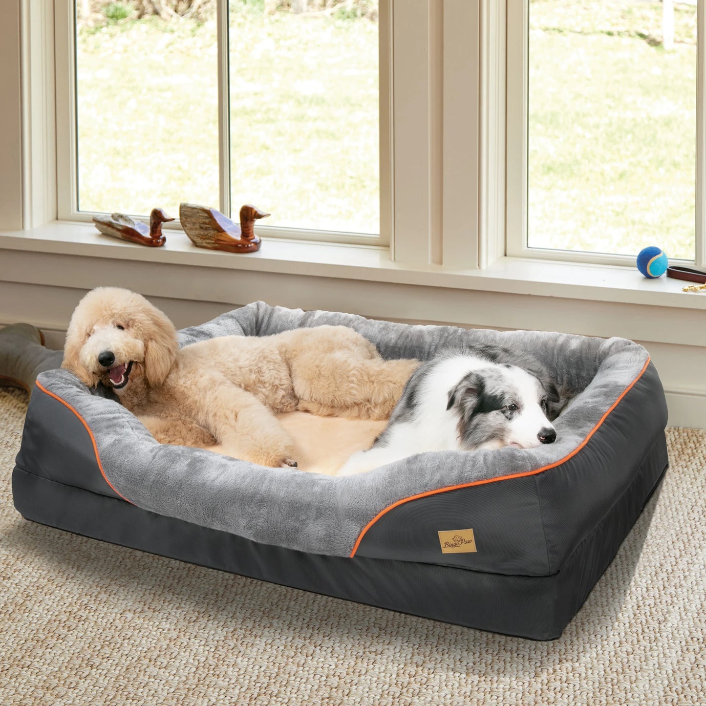 BINGOPAW Dog Bed With Waterproof Anti Allergy Removable Washable Cover