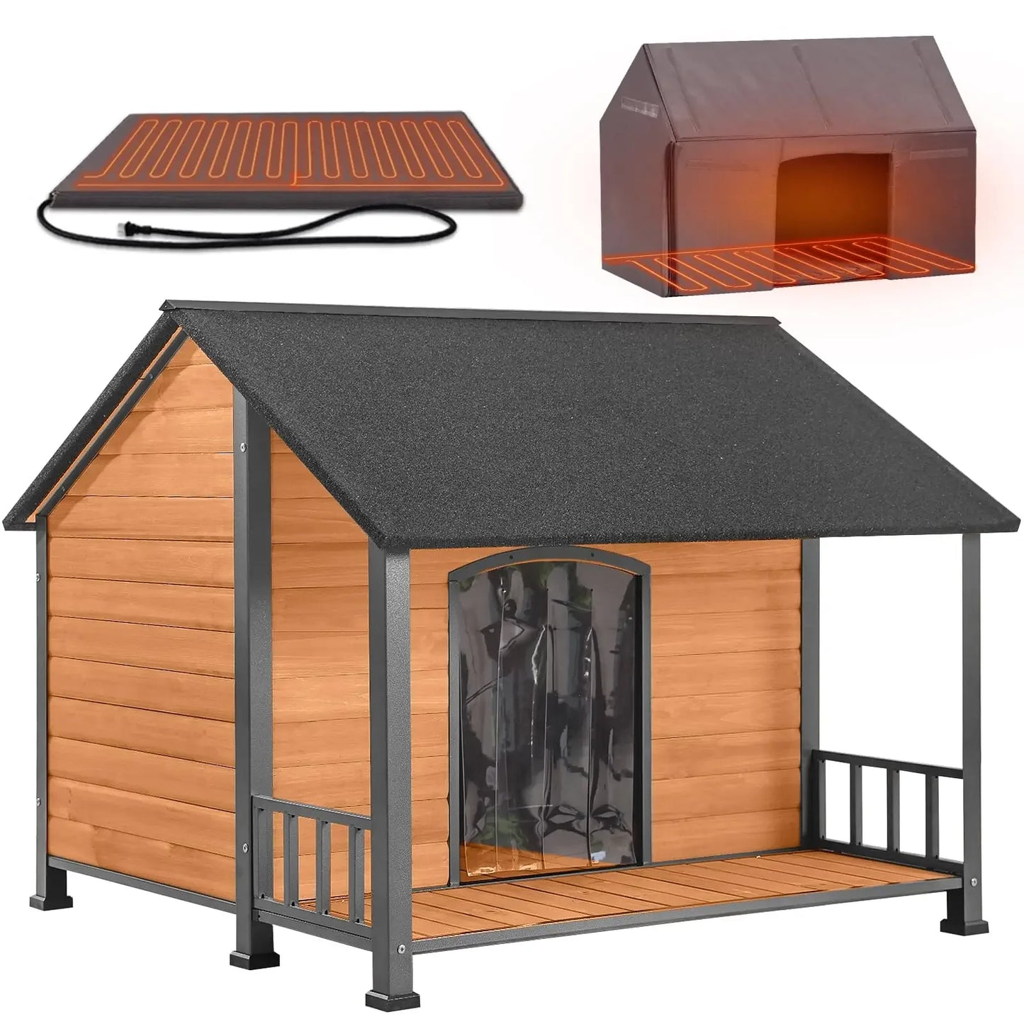 GUTINNEEN Outdoor Heated Dog House With Insulation And Pad