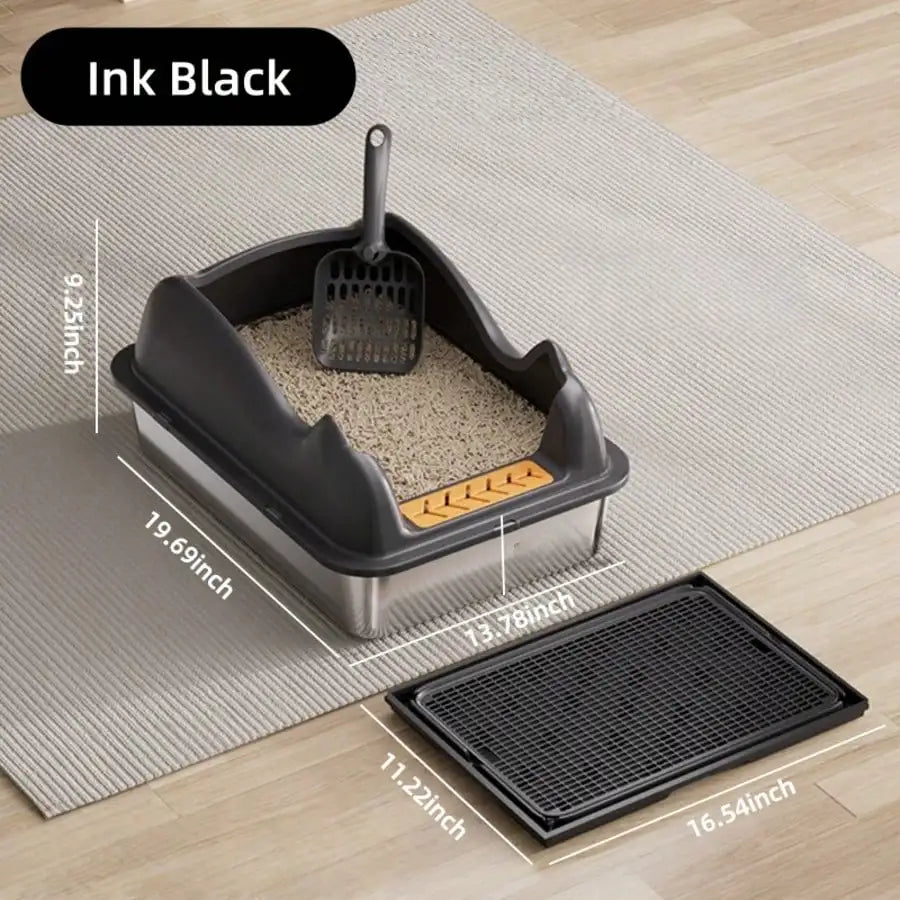 XMSJ Stainless Steel Cat Litter Box With Privacy Sides