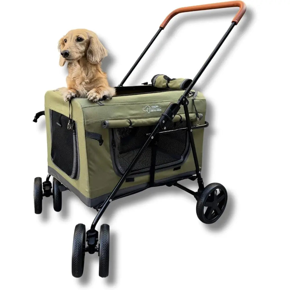 Foldable Pet Stroller With Detachable Carrier For Dogs And Cats