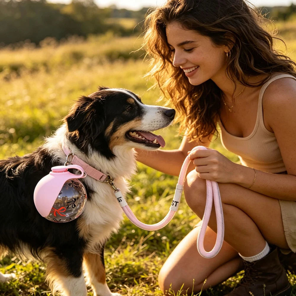 2-In-1 Portable Dog Water Bottle With Foldable Silicone Bowl Leakproof