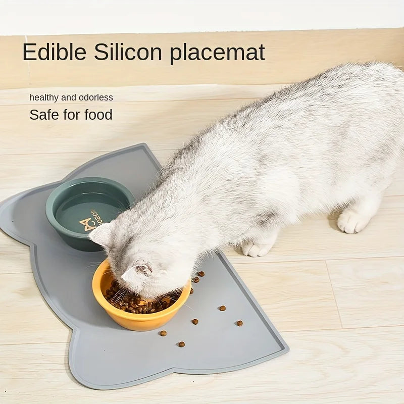 Thin Silicone Waterproof Pet Feeding Mat With Raised Edge