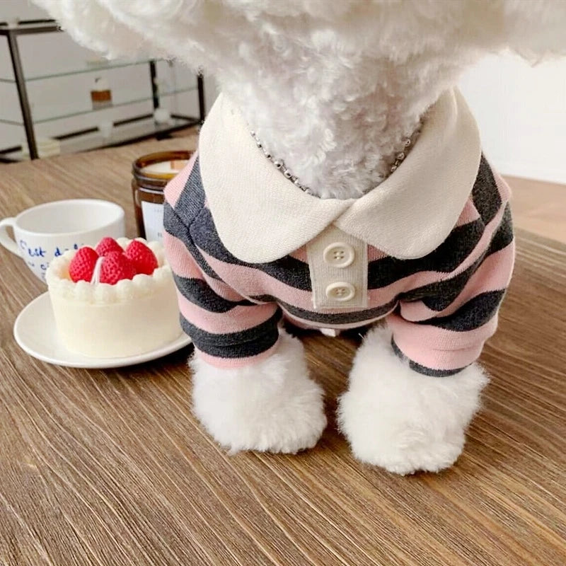 Summer Dog Polo Shirt Striped Cooling Vest For Small Dogs
