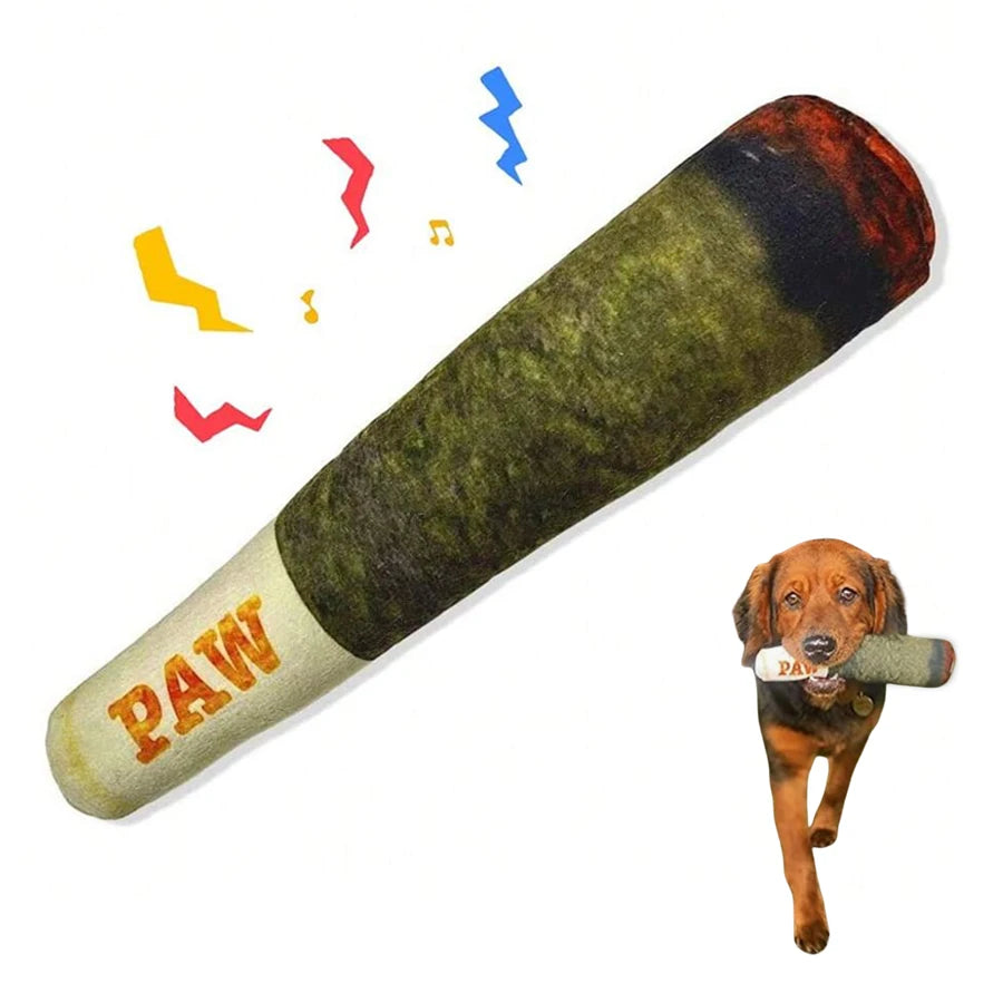 Funny Interactive Dog Toy Plush Squeaky Cigar Design Chew Toy