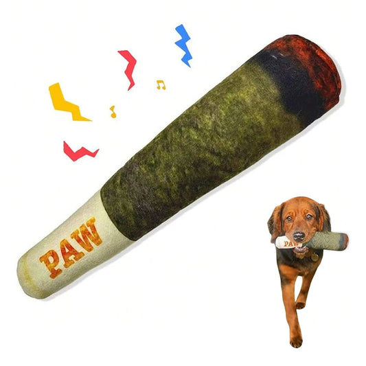 Funny Interactive Dog Toy Plush Squeaky Cigar Design Chew Toy