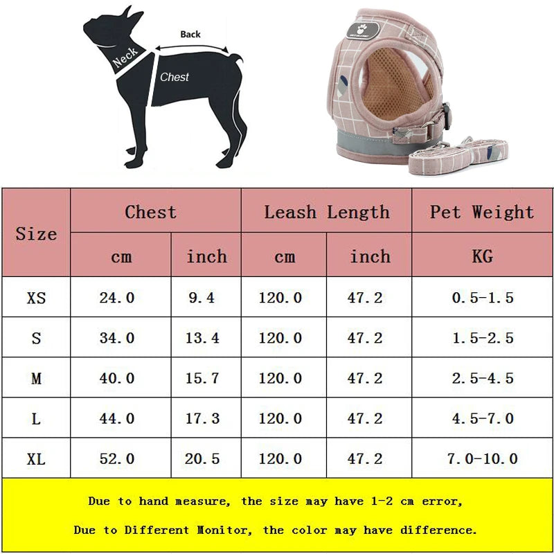 Nylon Puppy Harness Vest With Leash Reflective Breathable For Dogs