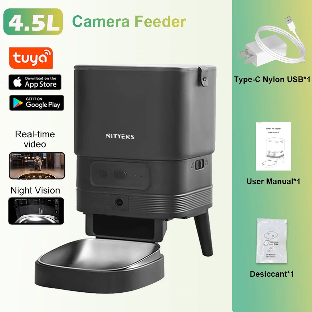 Nityers Automatic Cat Feeder With Stainless Steel Bowl