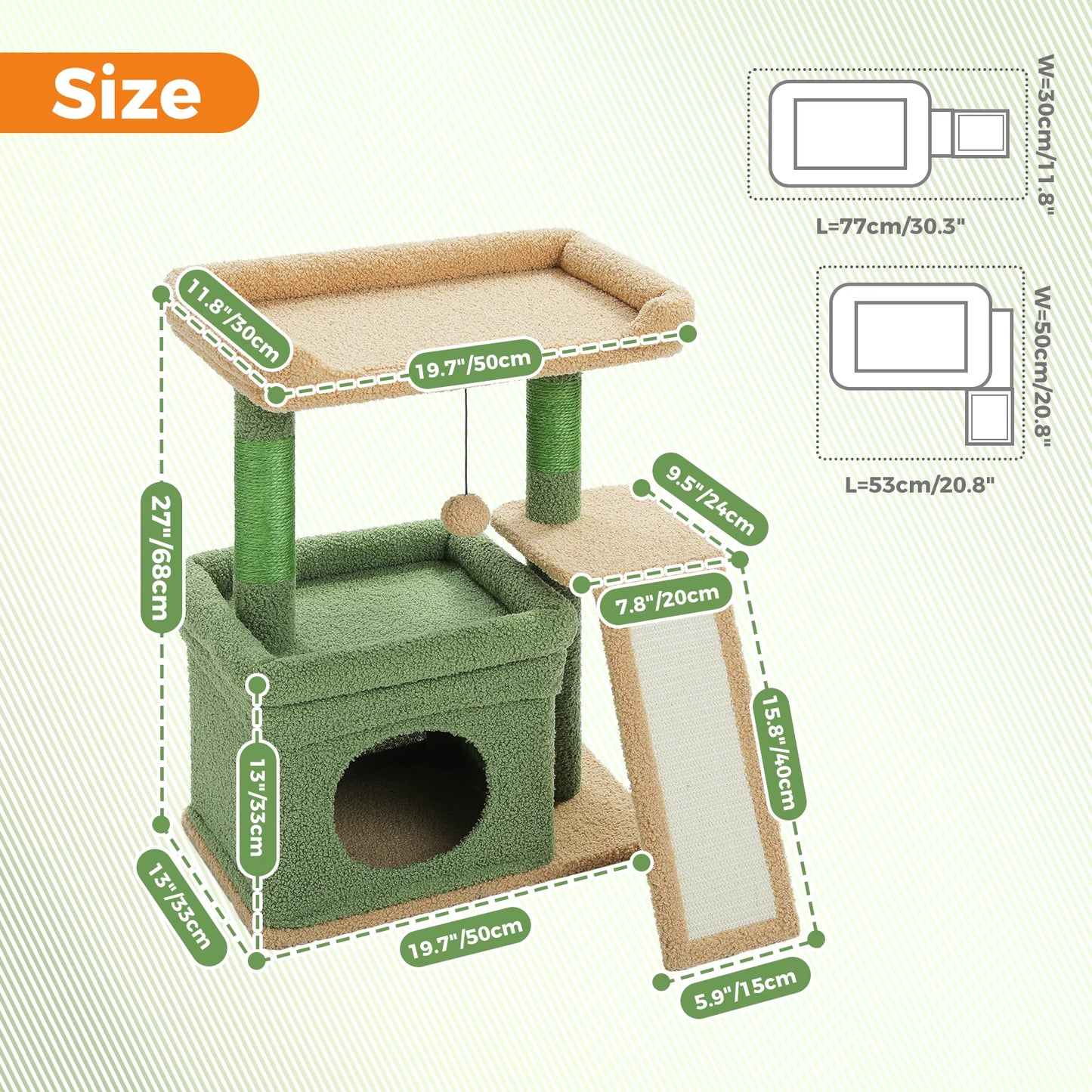 PAWZ Road Small Cat Tree Indoor Tower With Sisal Scratching Post