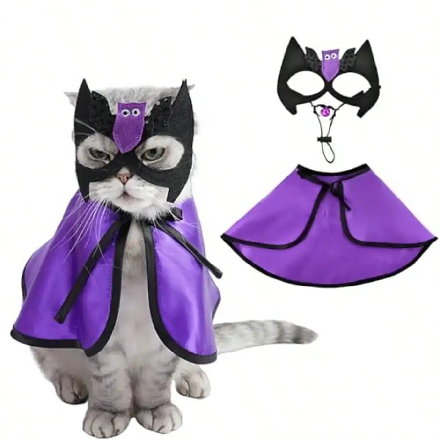 Pet Vampire Cloak Halloween Costume Cape With Bat Mask