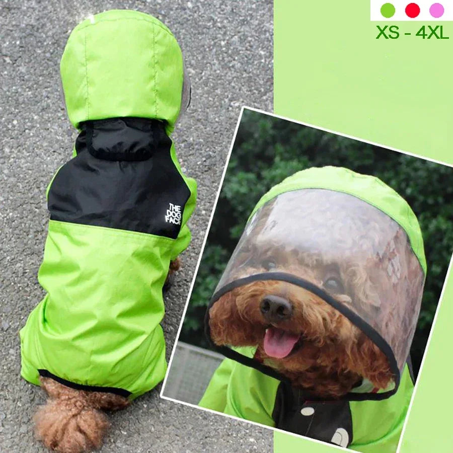 Transparent Hooded Dog Raincoat Waterproof Jumpsuit For Pets